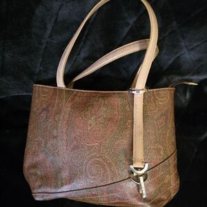 Etro Brown and Tan Paisley Shoulder Bag
